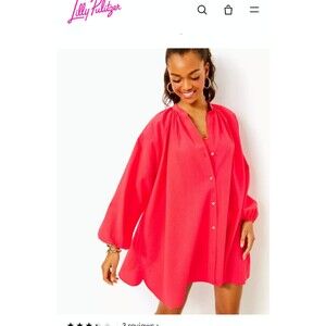 NEW Lilly Pulitzer Shirt Womens XL Mizner Red Andrae Cover-Up Paradise Pucker
